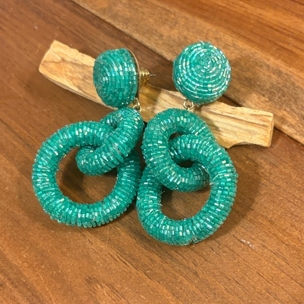 Elegant Green Beaded Earrings